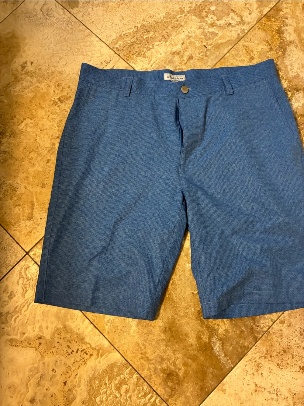 Peter Millar Blue Flat-Front Performance Shorts